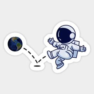 Astronaut plays Soccer with the Earth Sticker